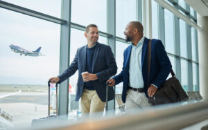 Travel for business, team at airport and men